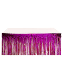 Fuchsia Fringe Tinsel Metallic Foil Table Skirt 30 Inch x 9 Feet