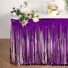 Purple Metallic Foil Fringe Tinsel Table Skirt 30 Inch x 9 Feet