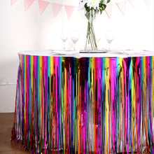 29 Inch x 9 Feet Self Adhesive Table Skirt Rainbow Metallic Tinsel Foil Fringe