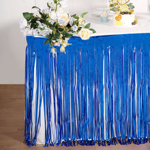 Royal Blue Metallic Foil Fringe Tinsel Table Skirt 30 Inch x 9 Feet