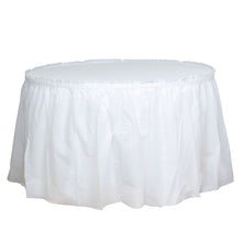 Waterproof Disposable Plastic Table Skirt In White Color With Ruffled Design 14 Feet