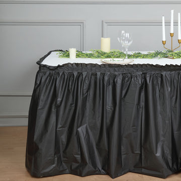 Protect Your Tables in Style with the Black Pleated Table Drape