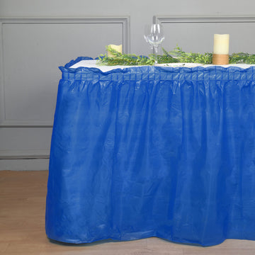 The Perfect Table Skirt for Any Occasion - Royal Blue Ruffled Plastic Disposable Table Skirt