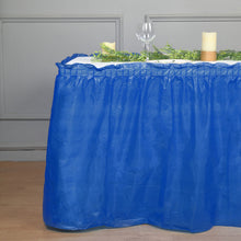 14 Feet Waterproof Disposable Royal Blue Plastic Table Skirt With Ruffled Design