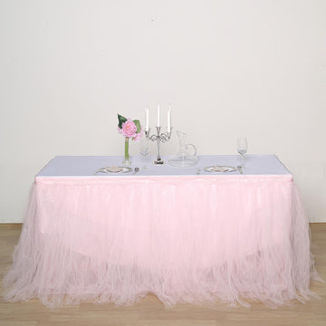 Add a Touch of Elegance with the Blush Tulle Table Skirt