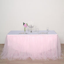21 FT Blush - Rose Gold 4 Layer Tulle Tutu Pleated Table Skirts