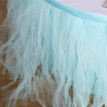 Add a Touch of Glamour with the Baby Blue Pleated Table Skirt 14ft