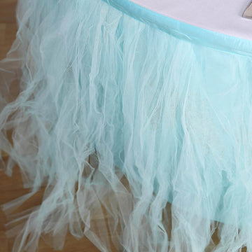 Add a Touch of Delicacy with Serenity Blue Tutu Table Skirt