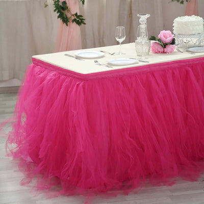Pink tulle table skirt for weddings and events