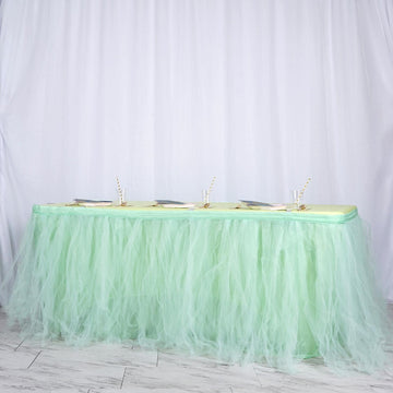 Add Elegance to Your Event with Mint Green Tulle Table Skirt