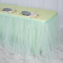 4 Layer Tulle Tutu Pleated Mint Green Table Skirt 21 Feet