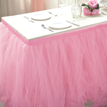 4 Layered Pink & Rose Quartz Tulle Tutu Table Skirt 17 Feet Long