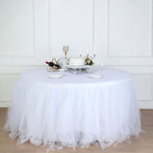 17 Feet Of White Tutu Table Skirt With 4 Layers Of Tulle