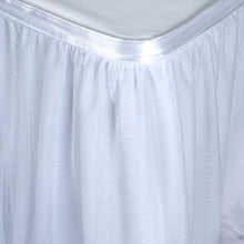 17FT White 3 Layer Tulle Tutu Pleated Table Skirt With Satin Attachment#whtbkgd