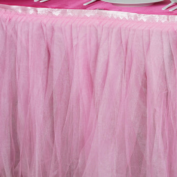 Elegant Pink Tulle Tutu Table Skirt for Stunning Event Decor