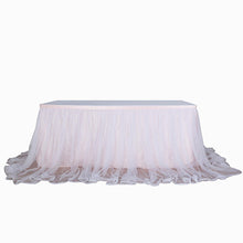 14 Feet Two Layered Table Skirt With Blush Rose Gold 30 Inch Satin And White Tulle 48 Inch Extra Length