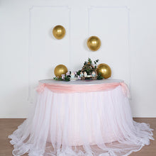 Two Layered Table Skirt 14 Feet With Blush Rose Gold Satin30 Inch Lining And Extra Long 48 Inch White Tulle 