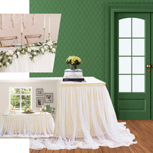 21 Feet White Table Skirt With Layer Of Extra Long 48 Inch Tulle And 30 Inch Satin Lining 