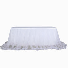 14 Feet Two Layered White Table Skirt With 30 Inch Satin And Tulle 48 Inch Extra Length