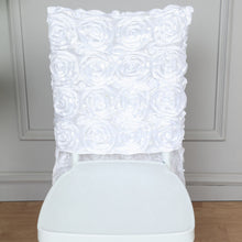 White Chiavari Chair Slipcover With 3D Rosette Design In Satin