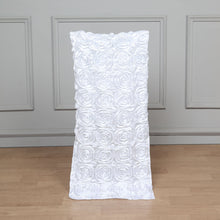 White Satin Chiavari Chair Slipcover With 3D Rosette Design