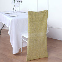 Shimmery Tinsel Spandex Stretch Chair Slipcover in Champagne 