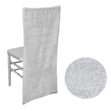 Metallic Silver Tinsel Spandex Chair Slipcover#whtbkgd