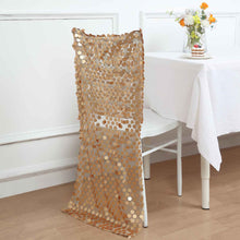 Matte Champagne Slipcover for Chiavari Chair with Sequins On Mesh Base