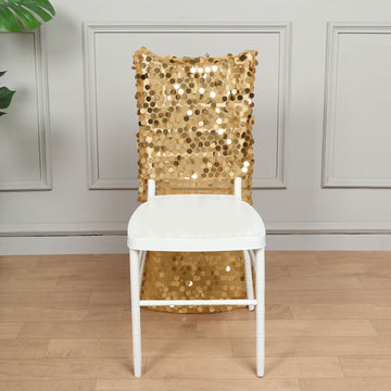 Transform Your Event Space with Gold Big Payette Sequin Chiavari Chair Slipcover