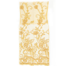 Floral Embroidered Gold Organza Chair Slipcover#whtbkgd 