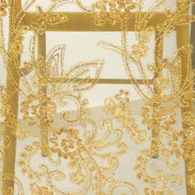Gold Chair Slipcover In Organza With Sequins Floral Design