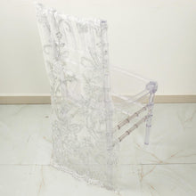 Chair Slipcover In White Organza Embroidered Flowers