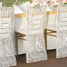 White Organza Chair Slipcover With Floral Embroidery
