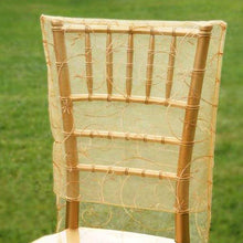 Satin Embroidered Gold Organza Chiavari Chair Covers#whtbkgd