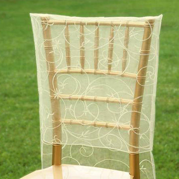 Elegant Ivory Organza Chiavari Chair Cover