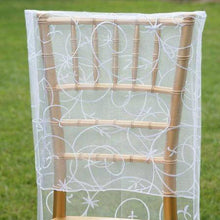 Satin Embroidered White Organza Chiavari Chair Covers#whtbkgd
