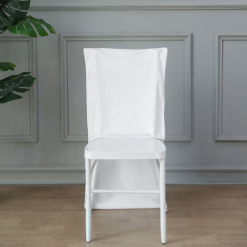 White Solid Back Chair Cover Cap for a Glamorous Look