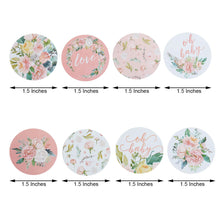 Round Love & Oh Baby Floral Stickers Roll for Baby Shower with 500 Pieces 1.5 Inch