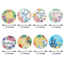 Round Thank You Tropical Stickers Roll Colorful Floral Design 500 Pieces 1.5 Inch