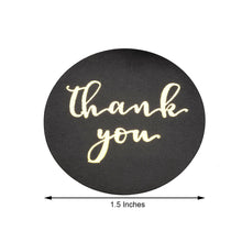 500Pcs | 1.5 inch Round Black Thank You Stickers Roll with Gold Foil Text, Envelope Seal Labels