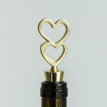 Gold Metal Double Heart Wine Bottle Stopper Wedding Favor With Velvet Gift Box