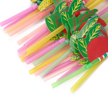 Enhance Your Summer Drinks with Multi-Colored Tropical Fruit Luau Pool Party Drinking Straws