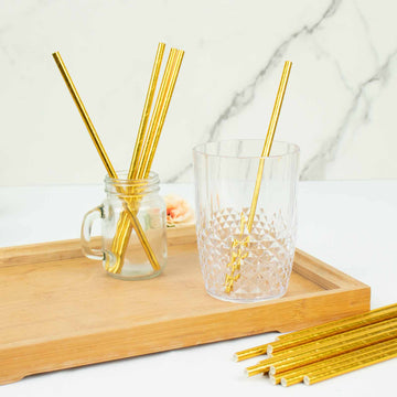 Versatile and Stylish Gold Foil Party Straws