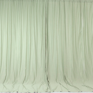 2 Pack Sage Green Inherently Flame Resistant Scuba Polyester Curtain Panel Backdrops Wrinkle Free With Rod Pockets - 10ftx10ft