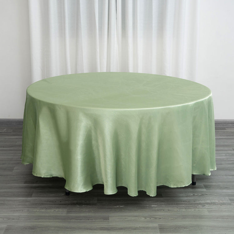 Round Sage Green Satin Tablecloth 108 Inch   