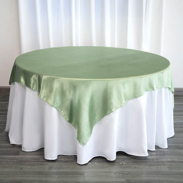 Sage Green Seamless Satin Square Tablecloth Overlay 72" x 72"