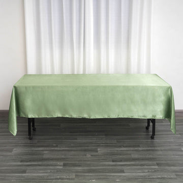 Elevate Your Event with the Sage Green Seamless Smooth Satin Rectangular Tablecloth