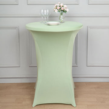Elevate Your Event Decor with the Sage Green Spandex Stretch Fitted Cocktail Table Cover