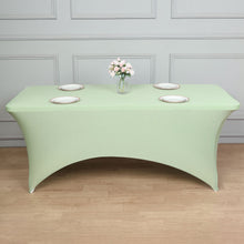 6ft Sage Green Spandex Stretch Fitted Rectangular Tablecloth
