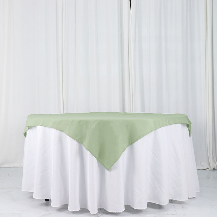 Sage Green Washable Square Polyester Table Linen Overlay 54 Inch
